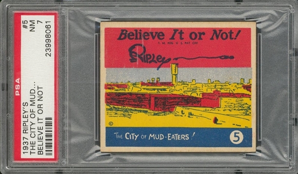 1937 R21 Wolverine Gum "Ripleys Believe It Or Not" #5 "The City of Mud-Eaters!" – PSA NM 7